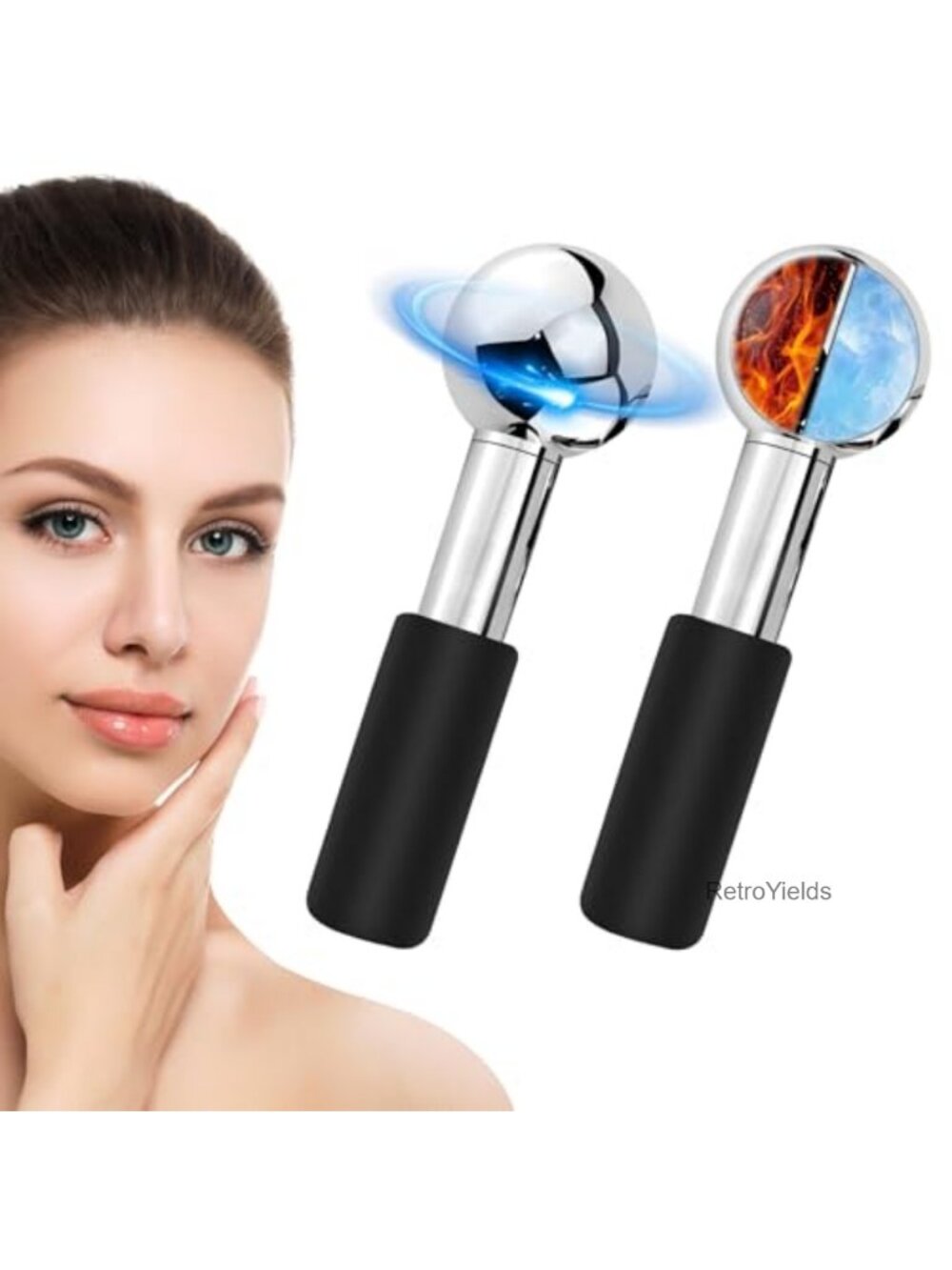 360 Rotating Ice Globes for Face Stainless Steel Facial Massager